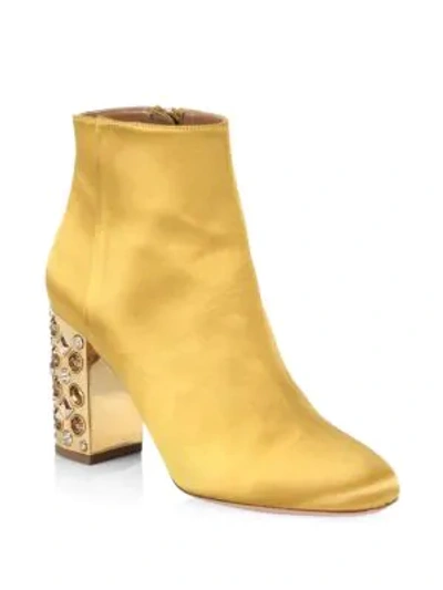 Shop Aquazzura Crystal Party Booties In Amber Yellow