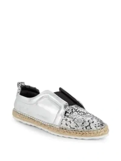 Shop Pierre Hardy Sliderdrille Leather Espadrille Sneakers In White