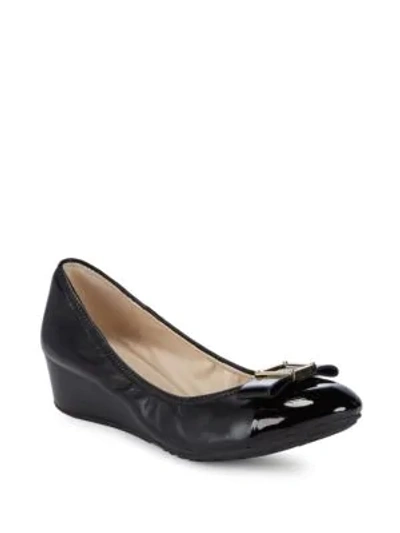 Shop Cole Haan Emory Bow Wedge Shoes In Black