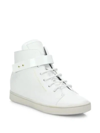 Shop Giuseppe Zanotti Birel Leather High-top Sneakers In Bianco