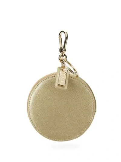 Shop Furla Keyring Leather Coin Purse In Gold