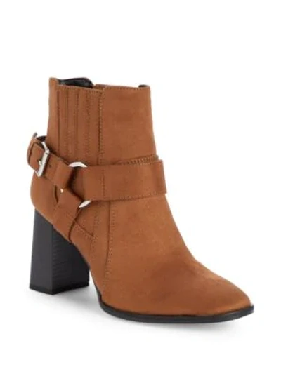 Shop Bcbgeneration Agnes Dream Microsuede Block Heel Booties In Chocolate