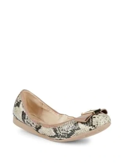 Shop Cole Haan Emory Bow Leather Ballet Flats In Roccia Snake