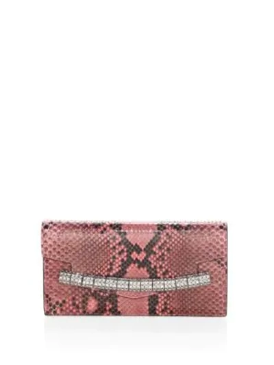 Shop Calvin Klein Python & Crystal-strap Clutch In Blush