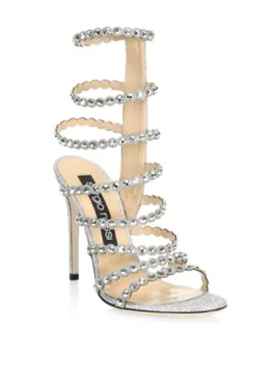 Shop Sergio Rossi Crystal-embellished Gladiator Sandals In Grey