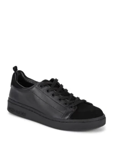 Shop Opening Ceremony Lace-up Leather Low Top Sneakers In Black