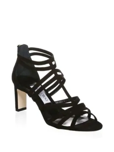 Shop Jimmy Choo Selina Suede Sandals In Black