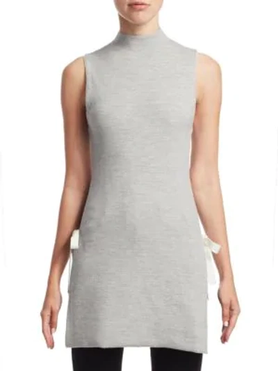 Shop Alice And Olivia Alvera Knit Mockneck Tunic In Heather Grey