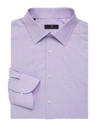 Shop Ike Behar Men's Regular-fit Glen Plaid Dress Shirt In Purple