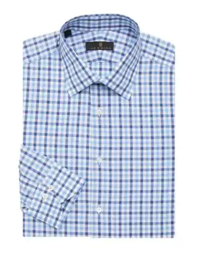 Shop Ike Behar Men's Regular-fit Plaid Dress Shirt In Blue