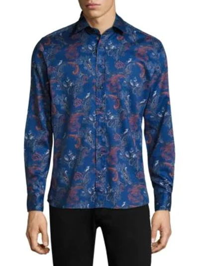 Shop Etro Paisley-print Shirt In Navy