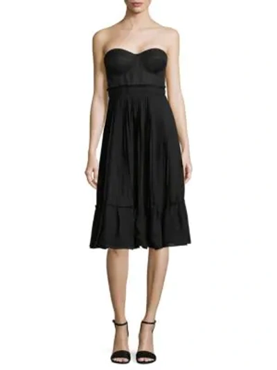 Shop Lpa Strapless Tiered Dress In Black
