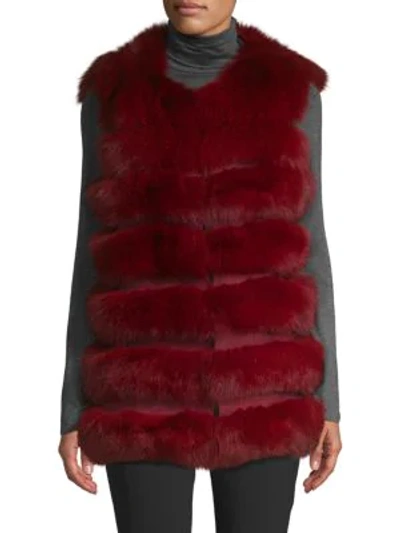 Shop La Fiorentina Dyed Fox Fur Bubble Vest In Raspberry