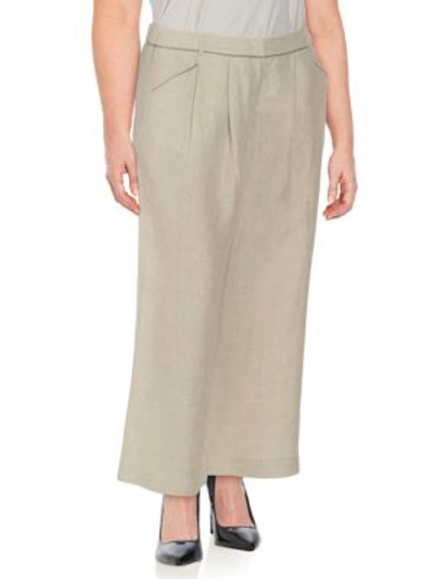 Shop Lafayette 148 Plus Double-pleat Wide Linen Crop Pants In Vapor Melange