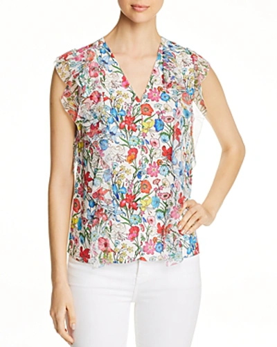 Shop Elie Tahari Dovie Floral Print Blouse In White Multi