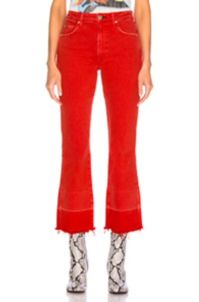 Shop Amo Bella Released Hem Jeans In Red In Cayenne