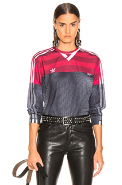 Shop Adidas Originals By Alexander Wang Adidas By Alexander Wang Photocopy Long Sleeve Tee In Stripes,red,gray. In Black & Fox Brown