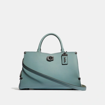 Shop Coach Mason Carryall With Snakeskin Detail In Sage/pewter