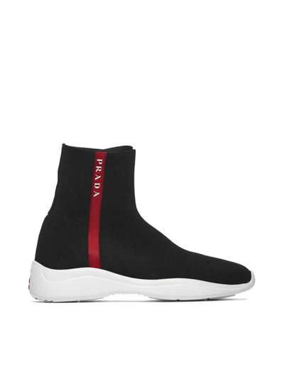 Shop Prada Sneakers In Nero Bianco Rosso