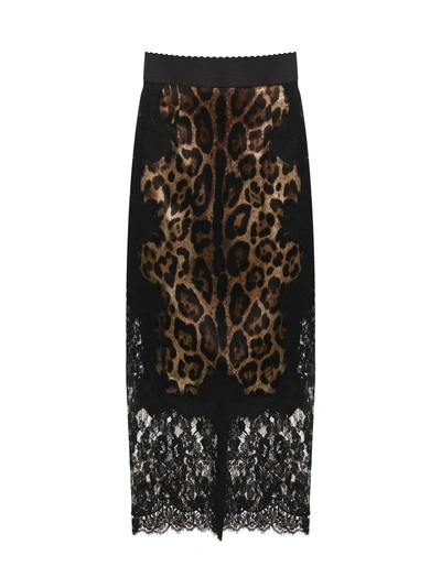 Shop Dolce & Gabbana Skirt In Nero Maculato