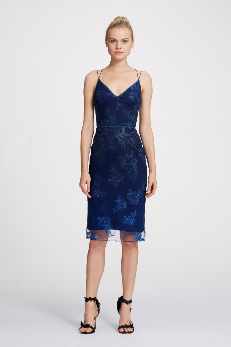 marchesa notte navy mena dress