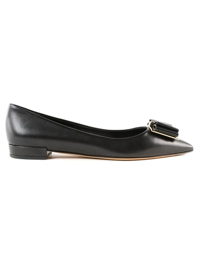 Shop Ferragamo Double-bow Ballerinas In Nero