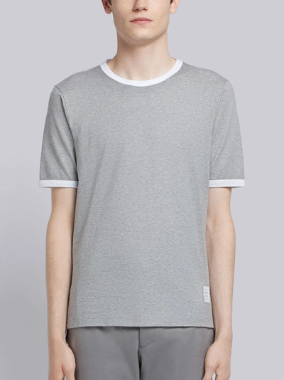 Shop Thom Browne Ringer Slim-fit T-shirt In Grey