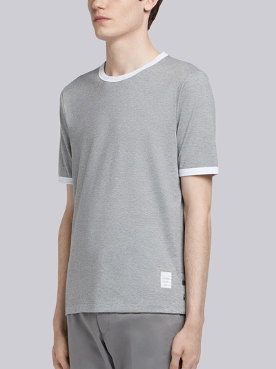 Shop Thom Browne Ringer Slim-fit T-shirt In Grey