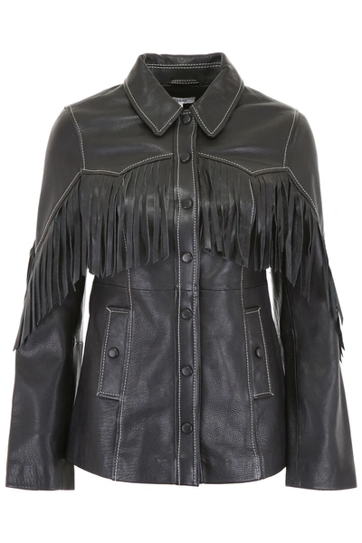 Shop Ganni Heavy Leather Jacket In Black (black)