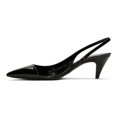 Shop Saint Laurent Black Patent Charlotte Slingback Heels In 1000 Black