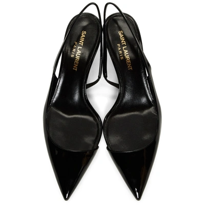 Shop Saint Laurent Black Patent Charlotte Slingback Heels In 1000 Black