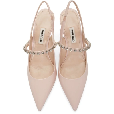 Shop Miu Miu Pink Patent Slingback Heels In F0loz Pink