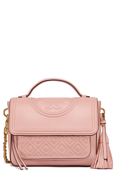 Shop Tory Burch Fleming Quilted Leather Top Handle Satchel - Pink In Shell Pink