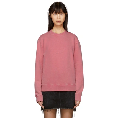 Shop Saint Laurent Pink Rive Gauche Logo Sweatshirt In 6469 Pink