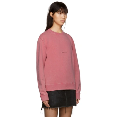 Shop Saint Laurent Pink Rive Gauche Logo Sweatshirt In 6469 Pink