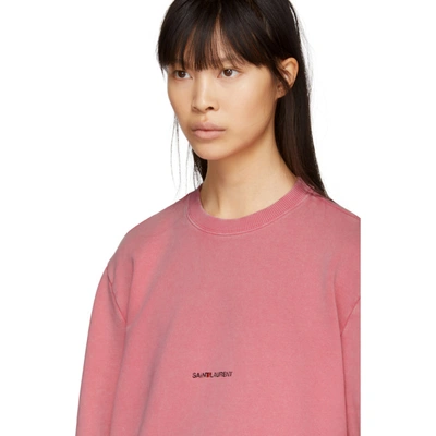 Shop Saint Laurent Pink Rive Gauche Logo Sweatshirt In 6469 Pink