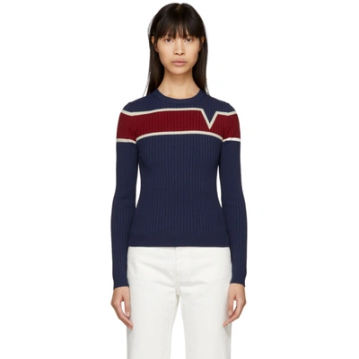 Shop Valentino Navy V Life Line Sweater In Cg6 Navy