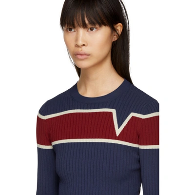 Shop Valentino Navy V Life Line Sweater In Cg6 Navy