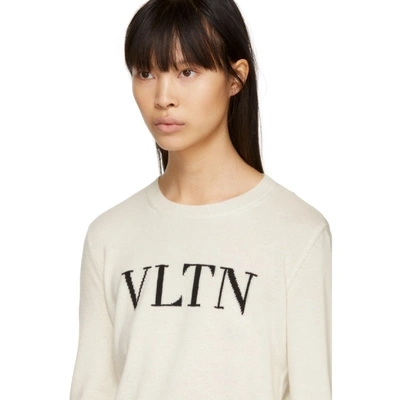 Shop Valentino White Wool & Cashmere 'vltn' Sweater