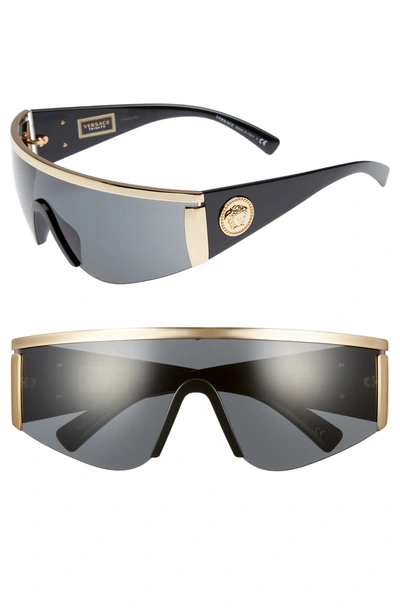 Shop Versace Tribute 147mm Shield Sunglasses - Gold Solid