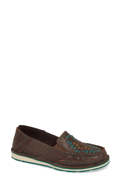 Shop Ariat Cruiser Woven Loafer In Brown Rebel Leather