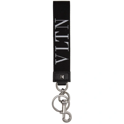 Shop Valentino Black  Garavani Vltn Keychain In 0no Black
