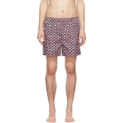 Shop Valentino Navy And Red Scale Swim Shorts In Dja Navy