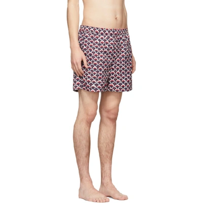 Shop Valentino Navy And Red Scale Swim Shorts In Dja Navy