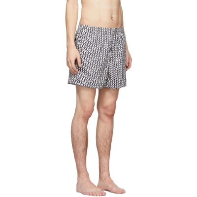 Shop Valentino Navy And White Optical Swim Shorts In Af9 Navy