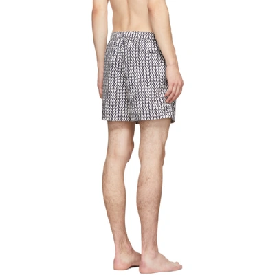 Shop Valentino Navy And White Optical Swim Shorts In Af9 Navy