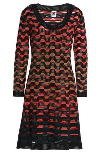 Shop M Missoni Woman Pointelle-knit Wool-blend Dress Black