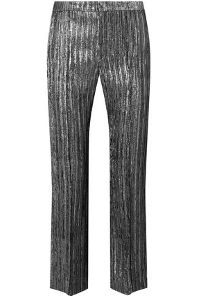 Shop Isabel Marant Dansley Cropped Textured-lamé Straight-leg Pants In Gunmetal