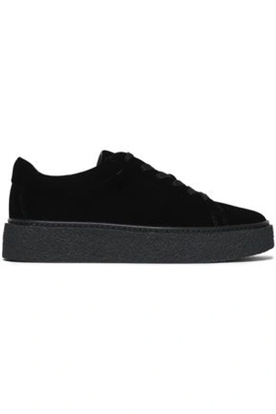 Shop Vince . Woman Neela Velvet Platform Sneakers Black