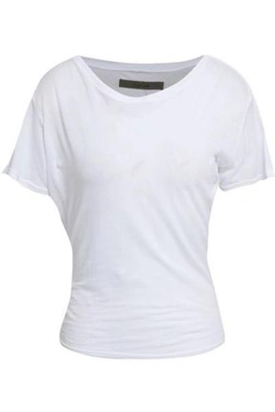 Shop Enza Costa Woman Cutout Pima Cotton-jersey T-shirt White